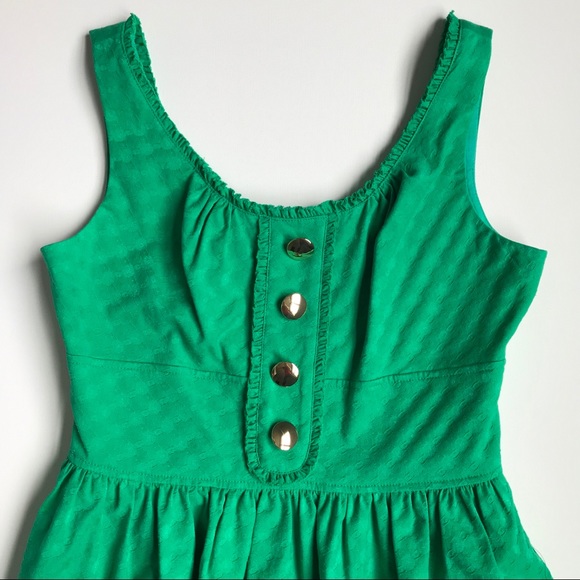 Green Maggy London A-line Dress with Gold Buttons - Picture 3 of 7